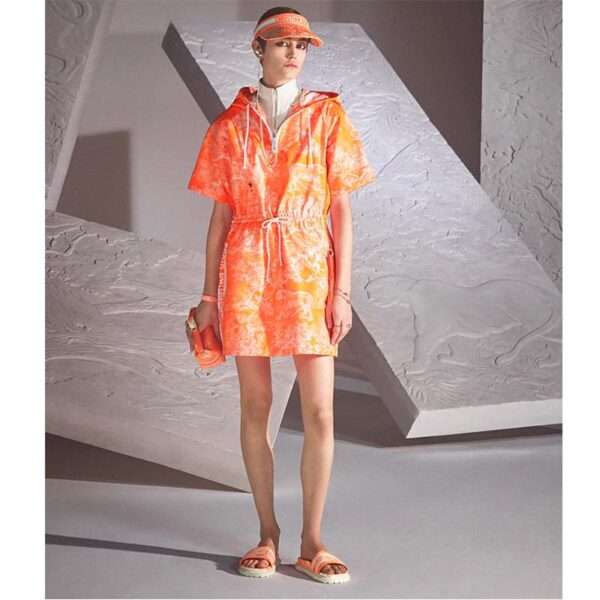 Dior Unisex CD Dway Slide Bright Orange Toile De Jouy Embroidered Cotton (9)