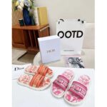 Dior Unisex CD Dway Slide Bright Pink Toile De Jouy Embroidered Cotton - immagine 5