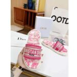 Dior Unisex CD Dway Slide Bright Pink Toile De Jouy Embroidered Cotton - immagine 4