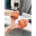 Dior Unisex CD Dway Slide Orange Toile De Jouy Embroidered Cotton - Bild 4