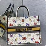 Dior Unisex CD Large Book Tote Latte Multicolor Dior Pixel Zodiac Embroidery - Image 2