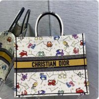 Dior Unisex CD Large Book Tote Latte Multicolor Dior Pixel Zodiac Embroidery (6)