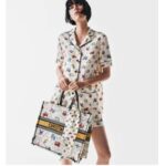 Dior Unisex CD Large Book Tote Latte Multicolor Dior Pixel Zodiac Embroidery - Image 11