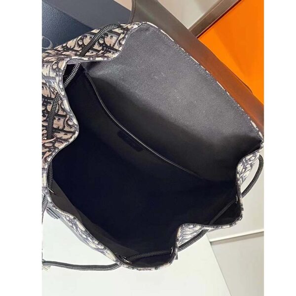 Dior Unisex CD Motion Backpack Beige Black Oblique Jacquard Black Grained Calfskin (17)