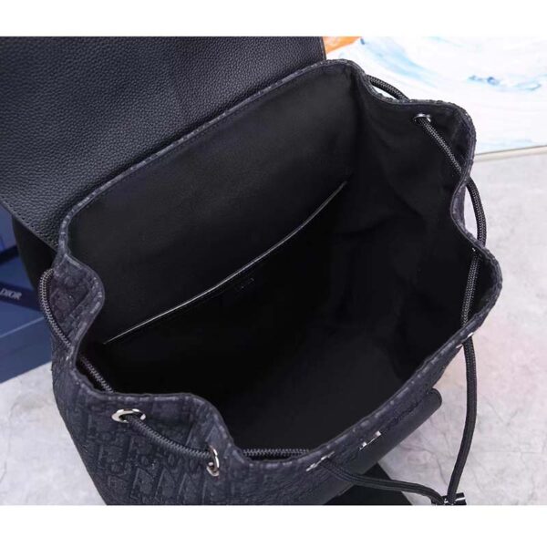 Dior Unisex CD Motion Backpack Black Oblique Jacquard Black Grained Calfskin (17)