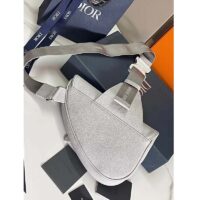 Dior Unisex CD Saddle Bag Dior Gray Grained Calfskin ‘Christian Dior 1947’ Signature (2)