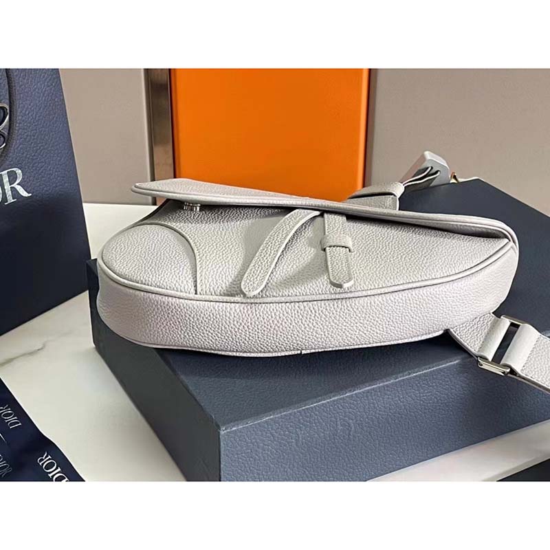 Dior Saddle Bag Gray Grained Calfskin Bag