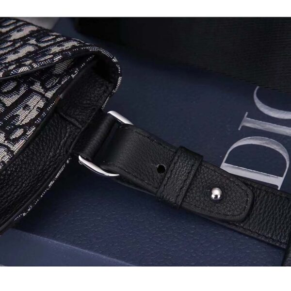 Dior Unisex CD Saddle Pouch Beige Black Dior Oblique Jacquard (10)