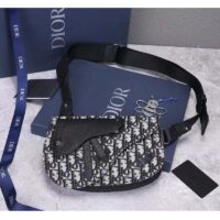 Dior Unisex CD Saddle Pouch Beige Black Dior Oblique Jacquard (2)