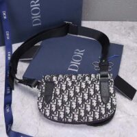 Dior Unisex CD Saddle Pouch Beige Black Dior Oblique Jacquard (2)