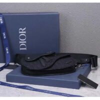 Dior Unisex CD Saddle Pouch Black Dior Oblique Jacquard (2)