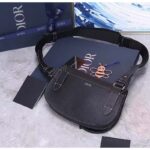 Dior Unisex CD Saddle Pouch Black Grained Calfskin Leather - Bild 3