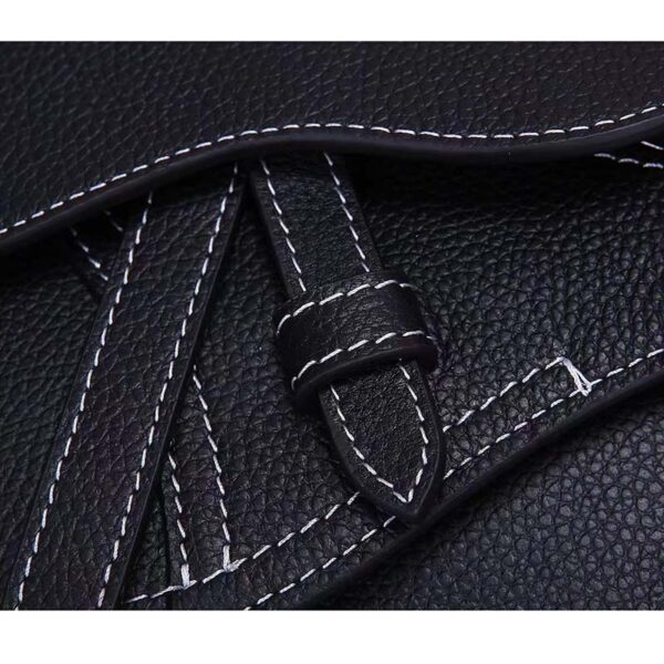 Dior Unisex CD Saddle Pouch Black Grained Calfskin Leather (4)
