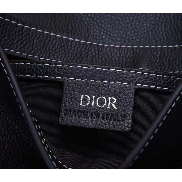Dior Unisex CD Saddle Pouch Black Grained Calfskin Leather (5)