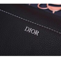 Dior Unisex CD Saddle Pouch Black Grained Calfskin Leather (10)