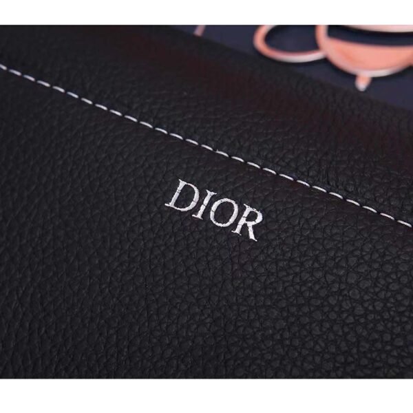 Dior Unisex CD Saddle Pouch Black Grained Calfskin Leather (8)