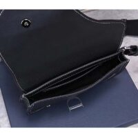 Dior Unisex CD Saddle Pouch Black Grained Calfskin Leather (10)