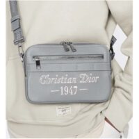 Dior Unisex CD Safari Messenger Bag Gray Grained Calfskin ‘Christian Dior 1947’ Signature (9)