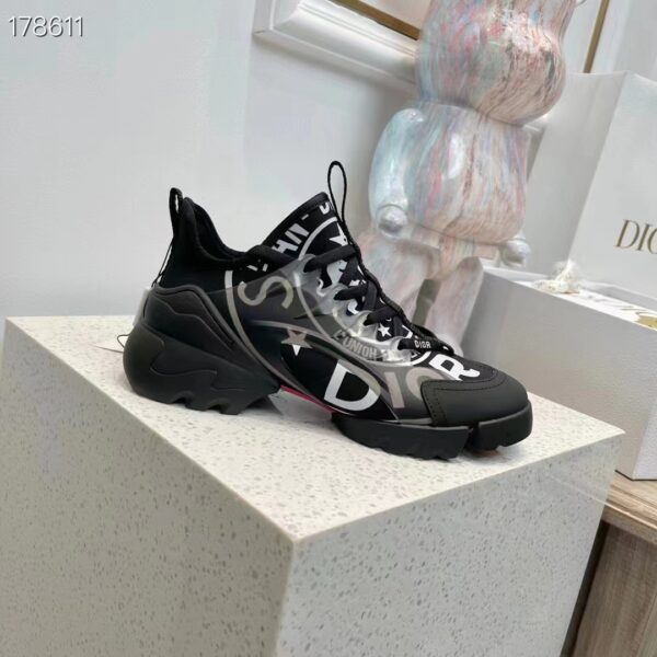 Dior Unisex CD Shoes D-Connect Sneaker Black Technical Fabric Union Print (1)