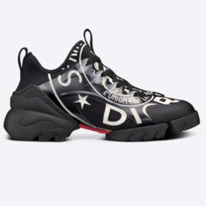 Dior Unisex CD Shoes D-Connect Sneaker Black Technical Fabric Union Print