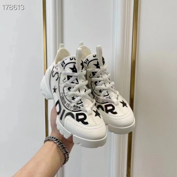 Dior Unisex CD Shoes D-Connect Sneaker White Technical Fabric Union Print (4)