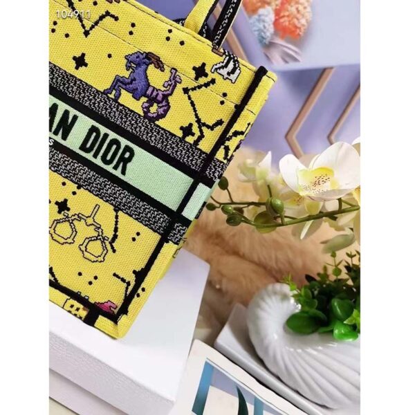 Dior Unisex CD Small Book Tote Yellow Multicolor Dior Pixel Zodiac Embroidery (6)