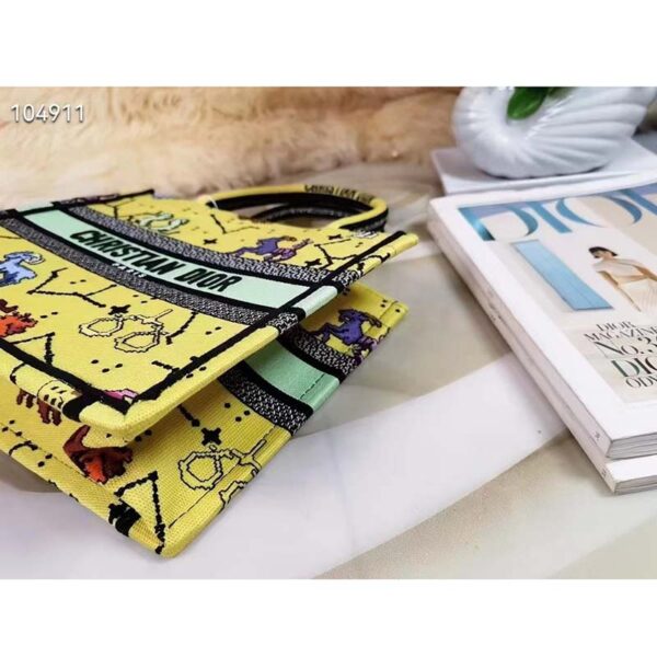 Dior Unisex CD Small Book Tote Yellow Multicolor Dior Pixel Zodiac Embroidery (8)