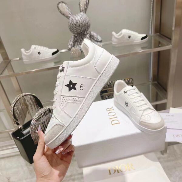 Dior Unisex Dior Star Sneaker White Calfskin Suede ‘CD’ Signature Black Star (12)