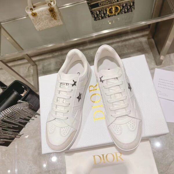 Dior Unisex Dior Star Sneaker White Calfskin Suede ‘CD’ Signature Black Star (4)