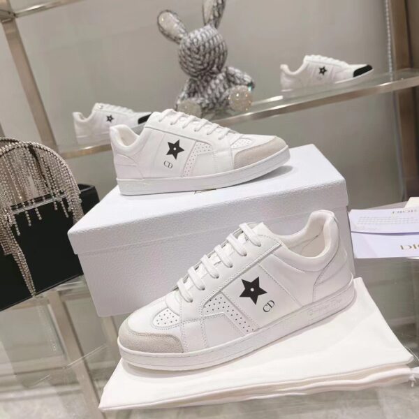 Dior Unisex Dior Star Sneaker White Calfskin Suede ‘CD’ Signature Black Star (7)