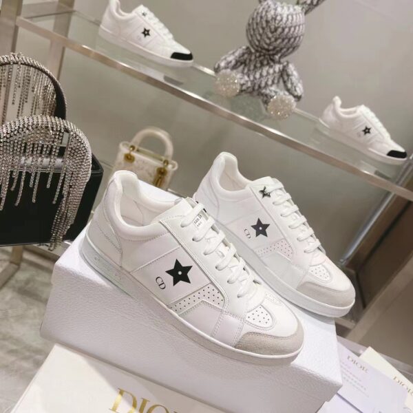 Dior Unisex Dior Star Sneaker White Calfskin Suede ‘CD’ Signature Black Star (9)