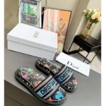 Dior Unisex Dway Slide Black Multicolor Embroidered Cotton Dior Pixel Zodiac Motif - Image 2