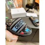 Dior Unisex Dway Slide Black Multicolor Embroidered Cotton Dior Pixel Zodiac Motif - Image 8