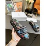 Dior Unisex Dway Slide Black Multicolor Embroidered Cotton Dior Pixel Zodiac Motif - Image 6