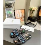 Dior Unisex Dway Slide Black Multicolor Embroidered Cotton Dior Pixel Zodiac Motif - Image 4