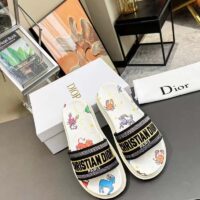 Dior Unisex Dway Slide White Multicolor Embroidered Cotton Dior Pixel Zodiac Motif (2)
