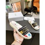 Dior Unisex Dway Slide White Multicolor Embroidered Cotton Dior Pixel Zodiac Motif - Image 7