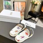 Dior Unisex Dway Slide White Multicolor Embroidered Cotton Dior Pixel Zodiac Motif - Image 6
