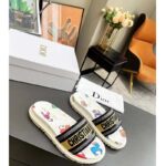 Dior Unisex Dway Slide White Multicolor Embroidered Cotton Dior Pixel Zodiac Motif - Image 4