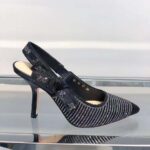 Dior Women CD J'Adior Slingback Pump Black Cotton Embroidered Silver-Tone Strass - immagine 2