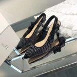 Dior Women CD J'Adior Slingback Pump Black Cotton Embroidered Silver-Tone Strass - immagine 4