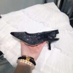 Dior Women CD J'Adior Slingback Pump Black Cotton Embroidered Silver-Tone Strass - immagine 7