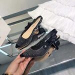 Dior Women CD J'Adior Slingback Pump Black Cotton Embroidered Silver-Tone Strass - immagine 9