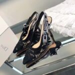 Dior Women CD J'Adior Slingback Pump Black Macramé Embroidered Cotton - Imagen 3