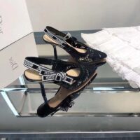 Dior Women CD J’Adior Slingback Pump Black Macramé Embroidered Cotton (4)