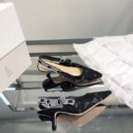 Dior Women CD J'Adior Slingback Pump Black Macramé Embroidered Cotton 6.5 Cm Heel - Imagen 6
