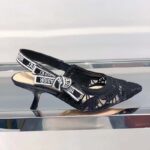 Dior Women CD J'Adior Slingback Pump Black Macramé Embroidered Cotton 6.5 Cm Heel - Imagen 2