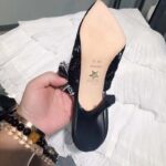 Dior Women CD J'Adior Slingback Pump Black Macramé Embroidered Cotton - Imagen 9