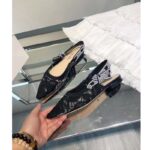 Dior Women CD J'Adior Slingback Pump Black Macramé Embroidered Cotton - Imagen 8