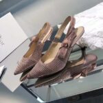 Dior Women CD J'Adior Slingback Pump Gold-Tone Cotton Embroidered Metallic Thread Strass – Bild 3